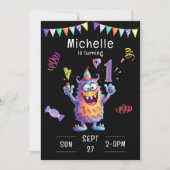 Monster Un An Anniversaire Invitation (Devant)
