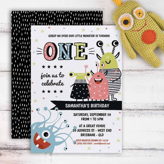 Monster Un An Anniversaire Invitation