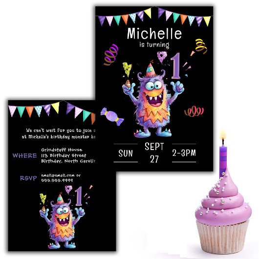 Monster Un An Anniversaire Invitation