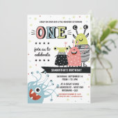 Monster Un An Anniversaire Invitation (Debout devant)