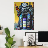 monster van de robot in de stad | AI Art Poster (Thuiskantoor)