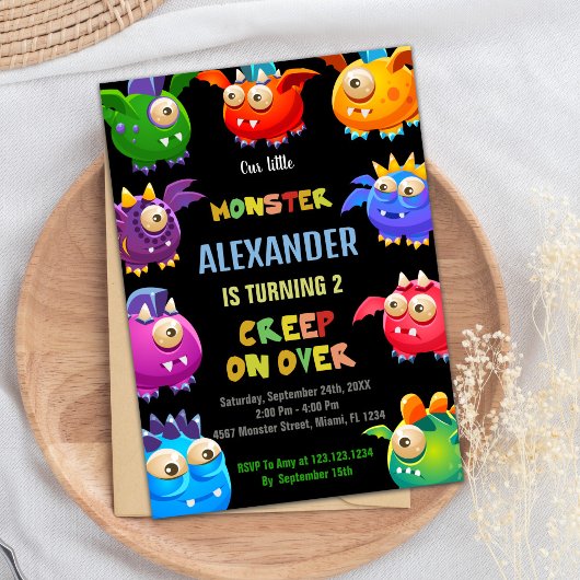 Monster Verjaardag Uitnodigingen, Fly Monsters Kaart