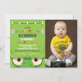Monster Verjaardag Uitnodigingen, Groene Monster f Kaart (Voorkant)