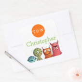 Monster Verjaardagsfeest Monogrammed Stickers (Envelop)