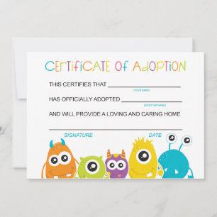 Monster Verjaardagsfeestje Adopt a Monster Adoptie Bedankkaart