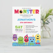 Monster verjaardagsfeestje uitnodiging (Staand voorkant)