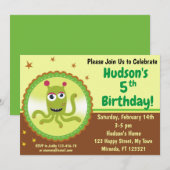 Monster-verjaardagsuitnodiging Kaart (Voorkant / Achterkant)