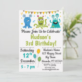 Monster-verjaardagsuitnodiging Kaart (Staand voorkant)