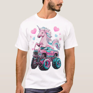 Monster Vrachtwagen Eenhoorn Meisje Verjaardag Par T-shirt