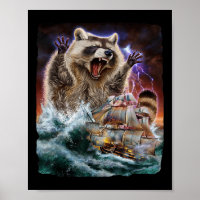 Monster wasbeer als Kraken een oorlogsschip bij Hi