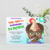 Monster Wolf Boy Birthday Party Kaart (Staand voorkant)
