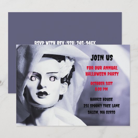  Monster Zwart Wit Bruid van Frankenstein Kaart (Voorkant / Achterkant)