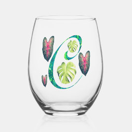 Monstera alfabet "C" Wijnglas Zonder Voet