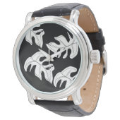 Monstera Black White Botanical Wedding Horloge (Gekanteld)