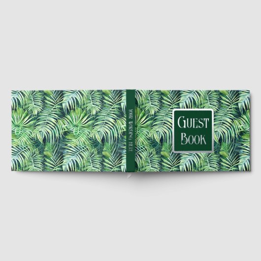 Monstera blad echte folie oerwoud printpatroon gastenboek (Volledig)