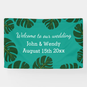 Monstera blad ontwerp strand bruiloft welkom banne spandoek