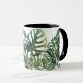 Monstera blad wit en zwart Mok (Voorkant rechts)