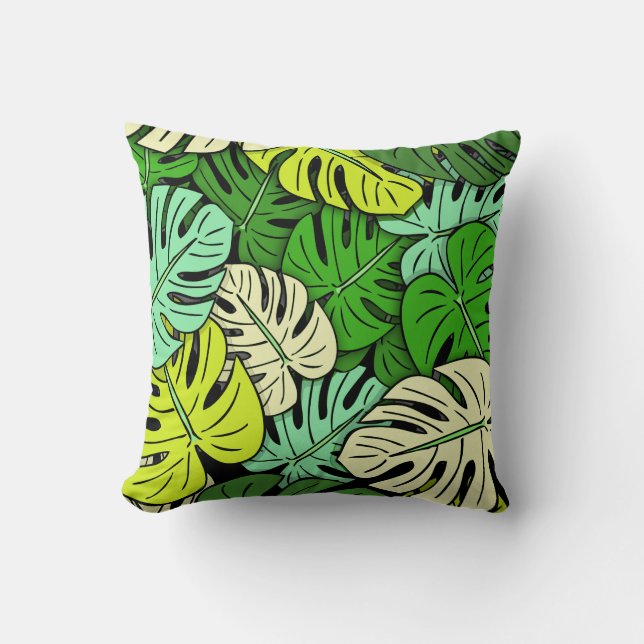 Monstera Bladeren #3 Kussen (Voorkant)