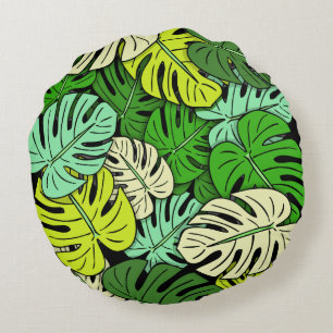 Monstera Bladeren #3 Rond Kussen
