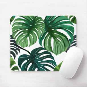 Monstera Bladeren Eenvoudig Modern Waterverf Muismat