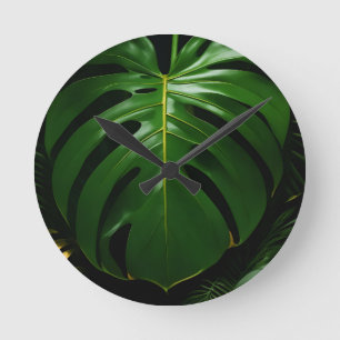 Monstera Bladeren Goud Jungle Glamour Ronde Klok
