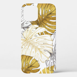 Monstera bladeren: goudwit iPhone 12 hoesje