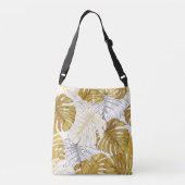 Monstera bladeren: goudwit crossbody tas (Achterkant)