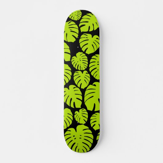 Monstera-bladeren in Lime Green en zwart Skateboard (Voorkant)