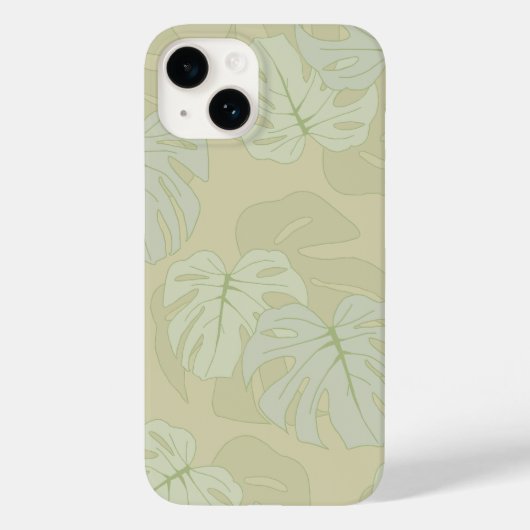 Monstera-bladeren in zacht groen Case-Mate iPhone case (Achterkant)