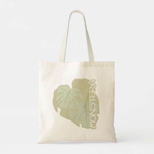 Monstera-bladeren in zachte groene Canvas tas (Achterkant)