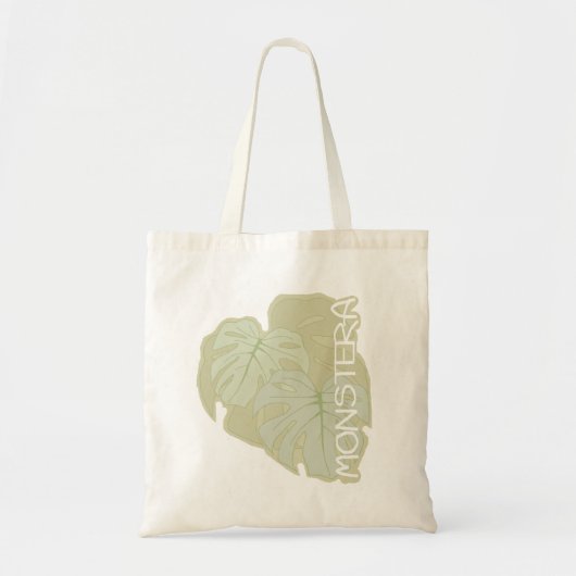Monstera-bladeren in zachte groene Canvas tas (Voorkant)