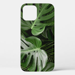 Monstera bladeren, luxe tropische lay-out. iPhone 12 hoesje