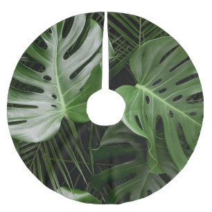 Monstera bladeren, luxe tropische lay-out. kerstboom rok