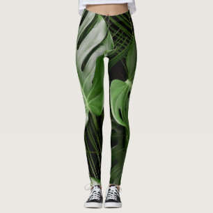 Monstera bladeren, luxe tropische lay-out. leggings