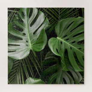 Monstera bladeren, luxe tropische lay-out. legpuzzel