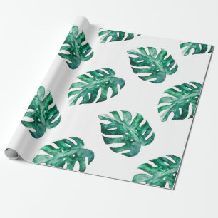 Monstera bladeren. Tropisch illustratiepatroon Cadeaupapier