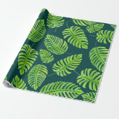 Monstera-bladeren, tropische waterverf cadeaupapier (Uitgerold)