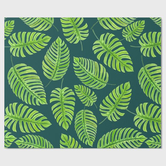 Monstera-bladeren, tropische waterverf cadeaupapier (Vlak)