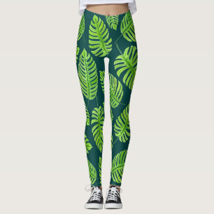 Monstera-bladeren, tropische waterverf leggings