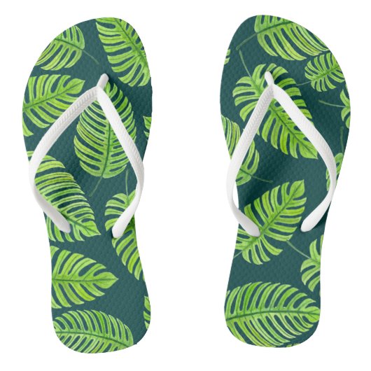 Monstera-bladeren, tropische waterverf teenslippers (Voetbed)