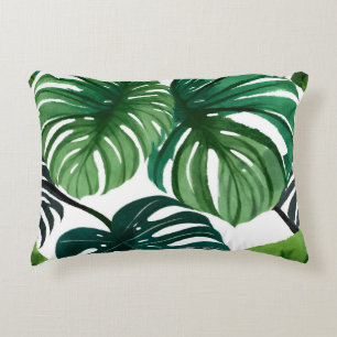 Monstera Bladeren Waterverf Modern Botanisch Accent Kussen