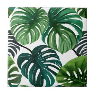 Monstera Bladeren Waterverf Modern Botanische Kuns Tegeltje