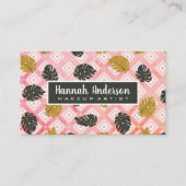 Monstera bladpatroon | Geometrisch | Watercolor Afsprakenkaartje (Voorkant)