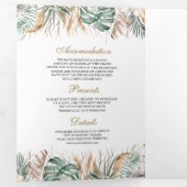 Monstera Boho Pampas All in One QR Code Weddenscha Drieluik Uitnodiging (Binnenzijde eerst)
