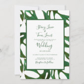 Monstera Botanical Leaf Green White Wedding Kaart (Voorkant)
