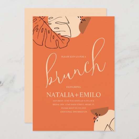 Monstera Brunch Shapes Vrijgezellenfeest Brunch Kaart (Voorkant / Achterkant)