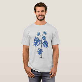 Monstera deliciosa blauwe versie t-shirt