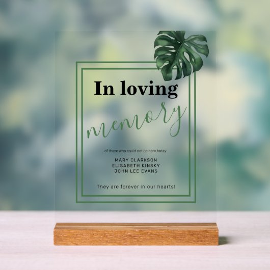 Monstera En mémoire d'amour Mariage signe acryliqu (Neutre)
