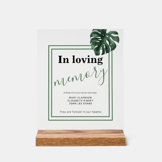 Monstera En mémoire d'amour Mariage signe acryliqu (Recto)