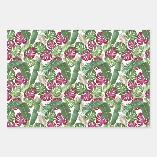 Monstera en Palm Leaves Tropical Inpakpapier Vel (Voorkant 3)